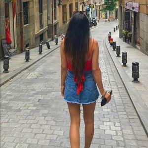 Red Open Back w/ Tie Brandy Melville Crop Top